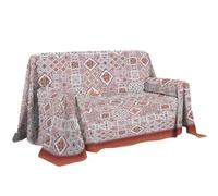 PENSIERI DELICATI Telo Copridivano 250 x 290 cm Made in Italy, Telo Copritutto 100% Cotone Puro, Fantasia Maiolica Rosso, Ideale come Telo Arredo, Salvadivano o Copriletto Estivo (2 Piazze)