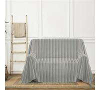 PENSIERI DELICATI Telo Copridivano 260 x 290 cm Made in Italy, Telo Copritutto 100% Cotone Puro Riciclato Tinto in Filo con Riga Tricolore Verde Militare, Ideale Come Telo Arredo, Salva Divano