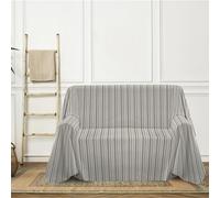 PENSIERI DELICATI Telo Copridivano 360 x 290 cm Made in Italy, Telo Copritutto 100% Cotone Puro Riciclato Tinto in Filo con Riga Tricolore Beige, Ideale Come Telo Arredo, Salva Divano