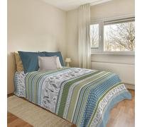 PENSIERI DELICATI Telo Copriletto 170 x 280 cm, Singolo 100% Cotone Pique, Ideale Come Arredo, Coperta Salva Letto 1 Piazza, Fantasia BauBau Verde, 100% Made in Italy