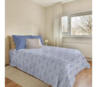 PENSIERI DELICATI Telo Copriletto 170 x 280 cm, Telo Singolo 100% Cotone Pique, Ideale Come Arredo, Coperta Salva Letto 1 Piazza, Fantasia Olivia Azzurro, 100% Made in Italy