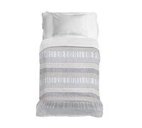 PENSIERI DELICATI Copriletto 170 x 280 cm, Telo Singolo 100% Cotone Pique, Ideale Come Telo Arredo, Coperta Salva Letto 1 Piazza, Fantasia Azteco Grigio, 100% Made in Italy