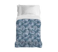 PENSIERI DELICATI Telo Copriletto 170 x 280 cm, Telo Singolo 100% Cotone Pique, Ideale Come Telo Arredo, Coperta Salva Letto 1 Piazza, Fantasia Tropical Ottanio, 100% Made in Italy