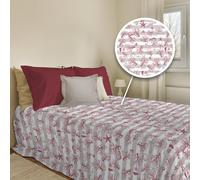 PENSIERI DELICATI Telo Copriletto 220x280 cm, Telo Singolo 100% Cotone Pique, Ideale Come Telo Arredo, Coperta Salva Letto 1 Piazza e Mezza, Fantasia Marina Riga Rosso, 100% Made in Italy