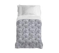 PENSIERI DELICATI Telo Copriletto 220x280 cm, Telo Singolo 100% Cotone Pique, Ideale Come Arredo, Coperta Salva Letto 1 Piazza e Mezza, Fantasia Tropical Grigio, 100% Made in Italy