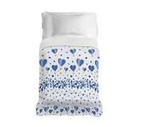 PENSIERI DELICATI Telo Copriletto 220x280 cm, Telo Singolo 100% Cotone Pique, Ideale Come Arredo, Coperta Salva Letto 1 Piazza e Mezza, Fantasia Mongolfiera Blu, 100% Made in Italy