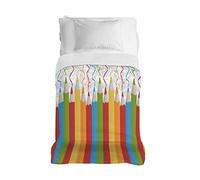 PENSIERI DELICATI Telo Copriletto 220x280 cm, Telo Singolo 100% Cotone Pique, Ideale Come Arredo, Coperta Salva Letto 1 Piazza e Mezza, Fantasia Matitoni Multicolor, 100% Made in Italy