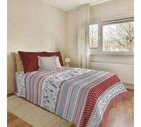 PENSIERI DELICATI Telo Copriletto 220x280 cm, Telo Singolo 100% Cotone Pique, Ideale Come Telo Arredo, Coperta Salva Letto 1 Piazza e Mezza, Fantasia BauBau Rosso, 100% Made in Italy