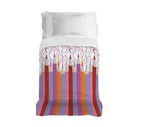 PENSIERI DELICATI Telo Copriletto 220x280 cm, Telo Singolo 100% Cotone Pique, Ideale Come Telo Arredo, Coperta Salva Letto 1 Piazza e Mezza, Fantasia Matitoni Rosa, 100% Made in Italy
