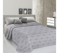 PENSIERI DELICATI Telo Copriletto Matrimoniale 260 x 280 cm, Telo Singolo 100% Cotone Pique, Ideale Come Telo Arredo, Coperta Salva Letto 2 Piazze, Fantasia Olivia Grigio, 100% Made in Italy