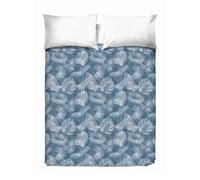 PENSIERI DELICATI Telo Copriletto Matrimoniale 260 x 280 cm, Telo Singolo 100% Cotone Pique, Ideale Come Telo Arredo, Coperta Salva Letto 2 Piazze, Fantasia Tropical Ottanio, 100% Made in Italy
