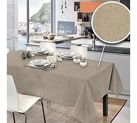 PENSIERI DELICATI Tovaglia 140 x 140 cm Made in Italy, Telo Copritavolo 100% Cotone Puro Riciclato Tinto in Filo, Fantasia Tinta Unita Beige, Tovaglia Rettangolare Ecologica