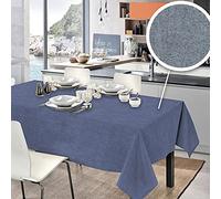 PENSIERI DELICATI Tovaglia 140 x 190 cm Made in Italy, Telo Copritavolo 100% Cotone Puro Riciclato Tinto in Filo, Fantasia Tinta Unita Blu, Tovaglia Rettangolare Ecologica
