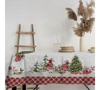 PENSIERI DELICATI, Tovaglia 145 x 190 cm, Telo Copritavolo 100% Cotone Panama per 6 Persone, Stampa Digitale in Alta Risoluzione, Fantasia Albero Natale, Tovaglia Rettangolare