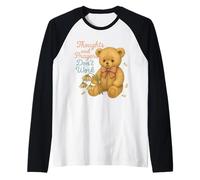 Pensieri e Preghiere Non funzionano Orso Triste Umorismo Oscuro Maglia con Maniche Raglan