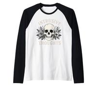 Pensieri invadenti Teschio e Rose Arte Gotica Maglia con Maniche Raglan