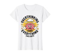 Pensiero eccessivo Ansia Preoccupante Introverso Timido Pensamento Overthink Maglietta con Stampa Grafica Economica, Donna, Bianco, XL