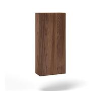 Pensile Alto VENERE in Melaminico con Anta Reversibile in MDF Cannettato, Apertura Push, Chiusura Rallentata, 2 Ripiani in Vetro Regolabili, 1 Ripiano in Melaminico, Made in Italy (Rovere rio)