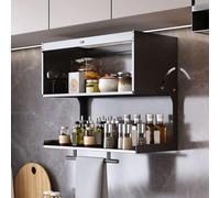 Pensile Bagno Pensili Cucina Sospesi Lunghezza 40/50 Cm Materiale in Acciaio Al Carbonio Design Della Porta Magnetica Grande Capacità Vetrinetta Espositiva(Black,50 * 19 * 56cm)
