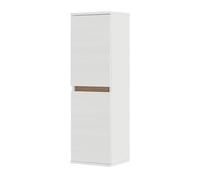 Pensile bagno sospeso 112 cm bianco e rovere africa con 2 ante reversibili soft-close e ripiani interni fissi, KLEO