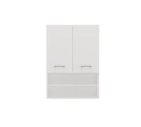 Pensile Bagno Sospeso 64x90x30 cm, Mobiletto Bagno Moderno con 2 Ante e 2 Vani a Giorno, Mobile Sospeso sopra Lavatrice, Arredo da Bagno Salvaspazio, in Diversi Colori PBT6 (Bianco opaco)