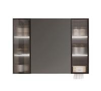 Pensile Bagno Sospeso con Specchio Striscia LED Mobili Pensili Cucina da Appendere Ripiani Multistrato è Necessario Prevedere Il Cablaggio Adatto per Palestre, Scuole, Hotel(A,90 * 13 * 65cm)
