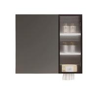 Pensile Bagno Sospeso con Specchio Striscia LED Mobili Pensili Cucina da Appendere Ripiani Multistrato è Necessario Prevedere Il Cablaggio Adatto per Palestre, Scuole, Hotel(A,68 * 13 * 65cm)