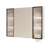 Pensile Bagno Sospeso con Specchio Striscia LED Mobili Pensili Cucina da Appendere Ripiani Multistrato è Necessario Prevedere Il Cablaggio Adatto per Palestre, Scuole, Hotel(B,90 * 13 * 65cm)