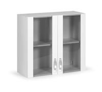Pensile cucina 2 ante vetro 80 cm bianco frassinato Frassino bianco