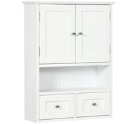 Pensile da Bagno con Armadietto e Cassetti 50,8x17,8x66 cm in Legno Bianco