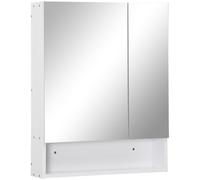 Pensile da Bagno con Specchio 2 Ante 60x15x75 cm in MDF Bianco