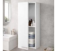 Pensile Da Bagno Sospeso Con 1 Anta E Ripiano Regolabile Mobile Armadietto Moderno Colonna Scaffale Salvaspazio Da Parete In Melamina Design Moderno 85 x 30 x 25 Cm Bianco Lucido