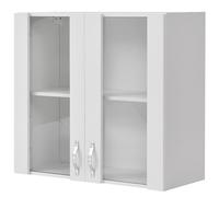 Pensile da Cucina Armadio Sospeso con Vetro da Parete Mobiletto Colore Bianco
