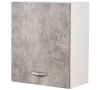 Shally Dogan Pensile da Cucina a Parete, Armadio Sospeso in Legno con Anta Singola 1 Ripiano e 2 Scomparti, Armadietto da Muro Spazioso e Resistente, Colore Grigio Cemento, Dimensioni 60 x 32 x 72H cm