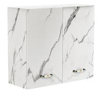 Shally Dogan Pensile da Cucina a Parete, Armadio Sospeso in Legno con Due Ante 1 Ripiano e 2 Scomparti, Armadietto da Muro Spazioso e Resistente, Dimensioni 80 x 32 x 72H cm (Marmo)