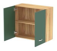 Shally Dogan Pensile da Cucina Componibile a Parete, Armadio Sospeso in Legno con Anta Ripiano e Scomparti, Armadietto da Muro Spazioso e Resistente, Colore Verde (Doppia Anta)