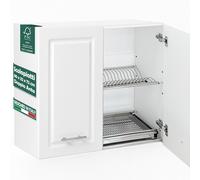 Pensile da Cucina Scolapiatti Sistema Raccogli Gocce Mobile Boiserie Bianco