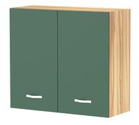 Pensile da Cucina Scolapiatti Sistema Raccogli Gocce Mobile Colore Verde e Legno