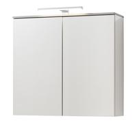 Pensile Galaverna Bianco Lucido 2 Ante Specchio Top Grigio Cemento