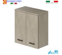 PENSILE Mobile Bagno 1 - 2 Ante Armadietto Bianco Frassino Argilla 36-71x38x77