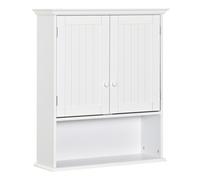 Pensile Mobile Bagno Sospeso con Armadietto a 2 Ante e Ripiano Aperto 60x20x70,5 cm in MDF Bianco