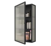 pensile Mobiletto Portaoggetti Da Parete Per Il Bagno - Mobiletto Pensile Di Grande Capacità Con Anta Per Bagno, Ingresso Balcone, Organizer Per Cosmetici Facile Da Pulire(BlackA,60*50*15cm)
