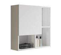 Pensile multiuso 70x70 cm Bianco Lucido con anta e vani a giorno AURA