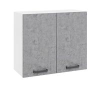 Pensile per cucina componibile da 80 cm con due ante, realizzata in legno 100% MADE IN ITALY (Bianco con ante Cemento)