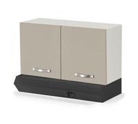 Pensile per cucina componibile da 90 cm con due ante linea MAKA, realizzato in legno 100% MADE IN ITALY disponibile con o senza cappa (Con Cappa Nera, Tortora)