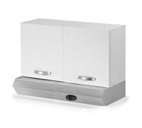 Pensile per cucina componibile da 90 cm con due ante, realizzata in legno 100% MADE IN ITALY disponibile con o senza cappa (Cappa Inox, Bianco)