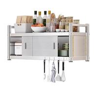 pensile Portaspezie Da Parete A 2 Ripiani In Acciaio Inox Mensola Organizer Sottopensile Per Cucina Camera Letto Bagno, Portaoggetti Per Cosmetici E Articoli Toeletta Salvaspazio(70*35*50cm)