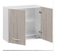 Pensile Scolapiatti per Cucina Componibile 80 Larghezza in Legno Olmo