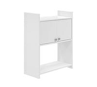 Pensile sopra Lavatrice salvaspazio con Ante e Ripiani a Vista, L 65 x P 26 x H 79 cm, in PVC Bianco, Ideale per Esterni
