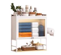 Pensile Sospeso Bagno Pensili Cucina Sospesi Industrial con Sportello con Maniglia Barra di Protezione Superiore Adatto per Cucina, Bagno, Ingresso(41.5 * 17 * 45cm)